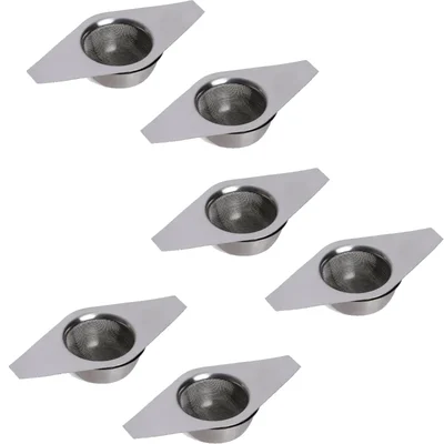 Pack of 6 Stainless Steel Tea Strainer 15x7x2.5 Inch with Drip Bowl