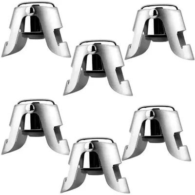 Pack of 6 Stainless Steel Champagne Stopper 5.5 cm for Bar