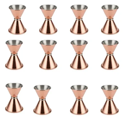 Pack of 12 Copper Conical Jigger 25x50ml, Double Ended Measuring Cup for Commercial Bars, Pubs