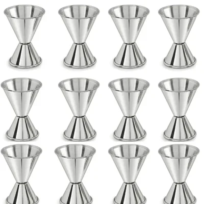 Pack of 12 Stainless Steel Conical Jigger 25x50ml, Double Ended Measuring Cup for Commercial Bars, Pubs