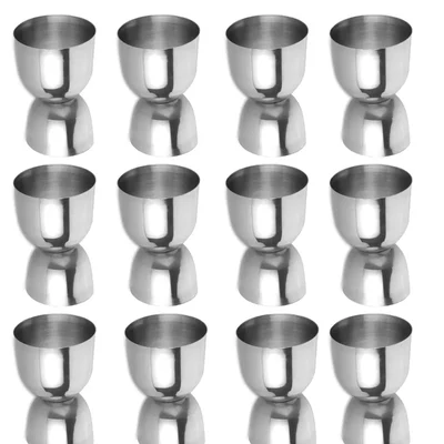 Pack of 12 Chrome Jigger Royal 30x60ml, Double Ended Measuring Cup for Commercial Bars, Pubs, Nightclubs, Catering