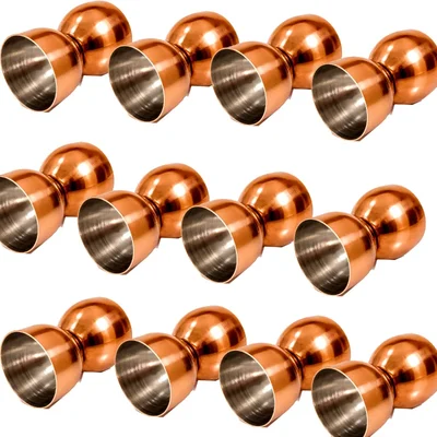 Pack of 12 Copper Jigger Royal 30x60ml, Double Ended Measuring Cup for Commercial Bars, Pubs, Nightclubs, Catering