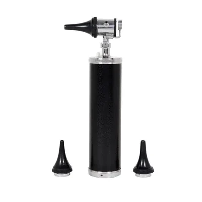 Medvision Indian Black Finish Otoscope LED Light 2 Cannulas Battery Handle
