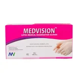 Medvision Non-Sterile Powdered Latex Examination Gloves Smooth Surface Beaded Cuff (XS)