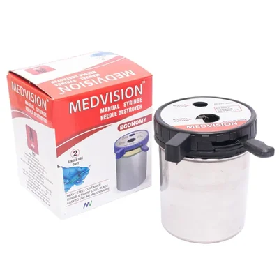 Medvision Manual Economy Syringe & Needle Destroyer 2 Holes Receptacle