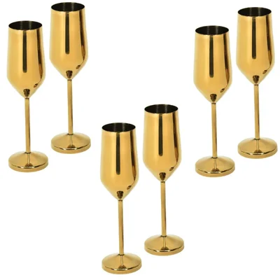Pack of 6 Gold 270ml Wine Glass for Commercial Bars, Pubs