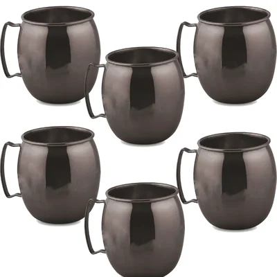 Pack of 6, Titanium Black 610ml Beer Mug, Large Stein Cup 8.5 x 10 inch for Bar