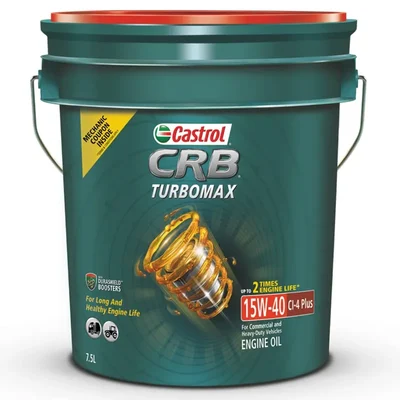 Castrol CRB Turbomax 15W-40 CI-4 Plus Diesel Engine Oil DuraShield Boosters 2X Engine Life Commercial 7.5L