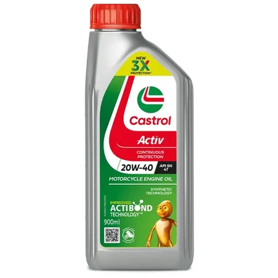 Castrol Activ Essential 20W40 4T 0.9L Bike Engine Oil Actibond Protection Daily Commute Smooth Riding