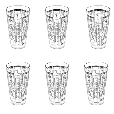 Pack of 6 Boston Shaker Printed Glass, Mixing Glass Set for Bars