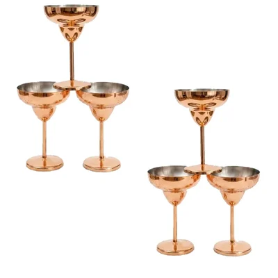 Pack of 6, (12 x 18cm) Rose Gold Coated Martini Goblet Glass, Unbreakable Metallic Cocktail Coupe