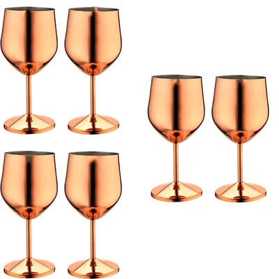 Pack of 6, Rose Gold Coated Goblet Glass, Unbreakable Stainless Steel Cocktail Glass