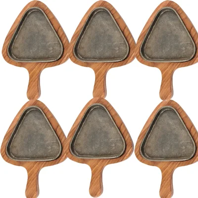 Pack of 6, 40x17cm Triangle Sizzler Platter for Restaurants, Gastropubs, Sizzler Houses