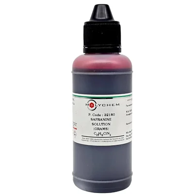 MOLYCHEM Safranine Stain Solution 125ml Dark Red Microscopy Stain