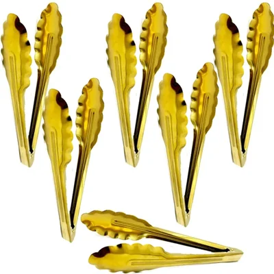 Pack of 6 Gold Plated 30cm Utility Tong, Regular Model for Commercial Kitchens, Catering