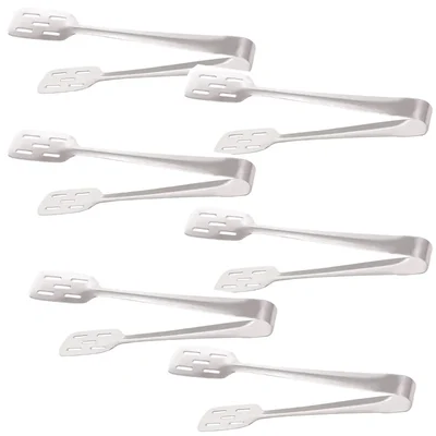 Pack of 6, 22cm Stainless Steel Slotted Pastry Tong, Bakery Serving Tongs for Bakeries, Cafes and Dessert Buffets