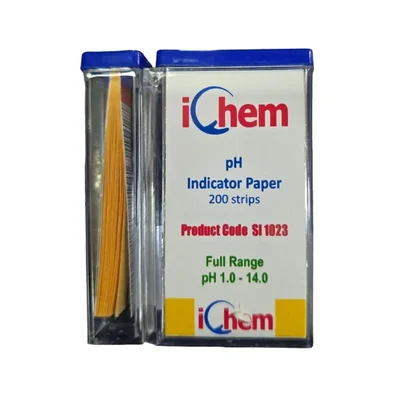 ICHEM pH Indicator Paper 200 Strips Full Range pH 1 to 14 Water Soil Testing