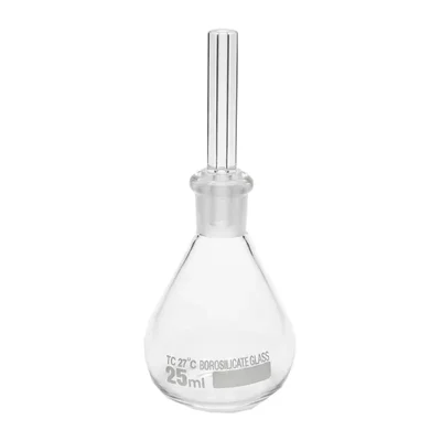 ICHEM 25ml Borosilicate Glass Specific Gravity Bottle Flat Bottom Perforated Stopper
