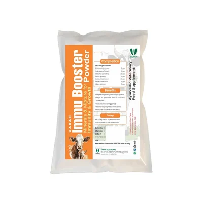 Varahvet 500gm Immu Booster Powder, Herbal Immunity & Vitality Feed Supplement for Cattle, Poultry, Sheep and Goats
