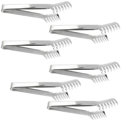 Pack of 6, Stainless Steel 20cm Spaghetti Tongs, RD Model for Pasta & Salad Serving Tool