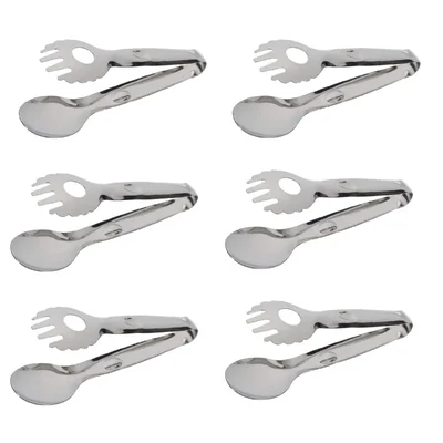 Pack of 6, Stainless Steel 24cm Salad Tongs for Commercial Kitchen & Buffet Tool