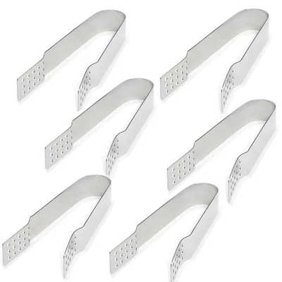 Pack of 6, Stainless Steel 13cm Tea Bag Squeezer Tongs, Perforated Drain Head for Coffee & Tea Accessories