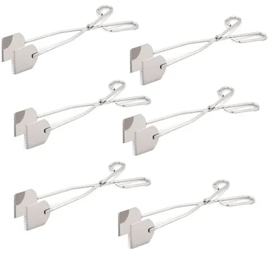 Pack of 6, Barbecue Tongs, 38.5cm Heavy Duty Grippers for Outdoor Grilling, Charcoal BBQ, and Kitchen Cooking