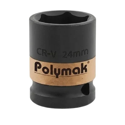 Polymak 1/2" Square Drive 27mm Chrome Molybdenum Hex Impact Socket Black Phosphate HT-P-ISB-0.5.27 (Pack of 2)