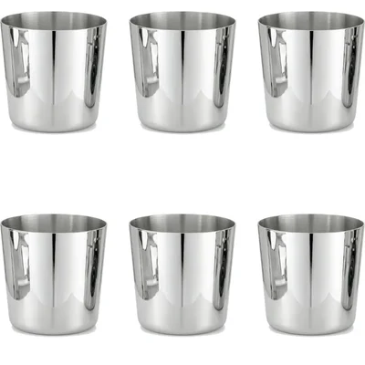 Pack of 6, Stainless Steel Plain French Fry Cup 3.38x4.75 Inch for Commercial Restaurant Food Service and Home Serving