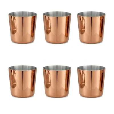 Pack of 6, Copper Plain French Fry Cup 3.38x4.75 Inch for Commercial Restaurant Food Service and Home Serving