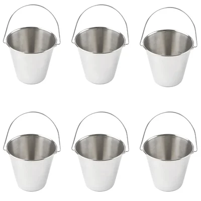 Pack of 6 Stainless Steel Serving Bucket Without Base/Support, 2.75 x 2.75 inch Size for Restaurant and Home Serving