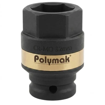 Polymak 3/4" Square Drive 29mm Chrome Molybdenum Hex Impact Socket Black Phosphate HT-P-ISB-0.75.29