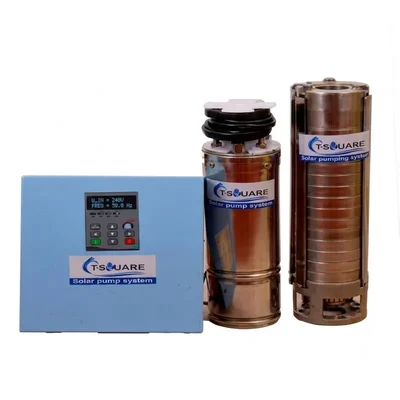 TSQUARE 2HP, 1800W V4 PMSM Solar Oil Filled Pump with 70M Head, 25200 LPD, 1.25 inch NRV and Stainless Steel Body