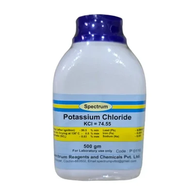 SPECTRUM Potassium Chloride 500GM Assay 99.5% Min Molecular Weight 74.56