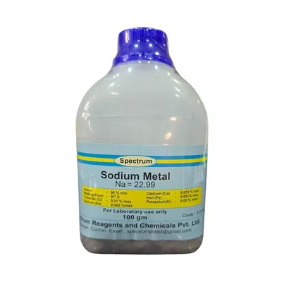 SPECTRUM SODIUM METAL 100GM High Grade Coated In Liquid Paraffin CAS 7440-23-5