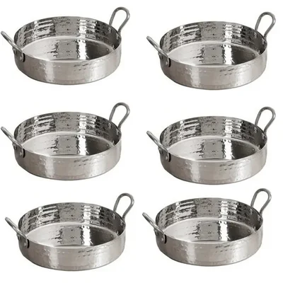 Pack of 6, 4 Inch Round Stainless Steel Serving Dish- Heavy-Duty for Dips, Condiments, Sauces and Gastropub Dining