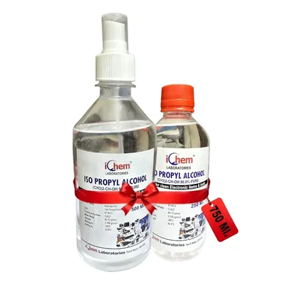 ICHEM ISOPROPYL ALCOHOL IPA 99.9% CAS 67-63-0 500ML Spray Bottle & 250ML Bottle Combo Pack of 2
