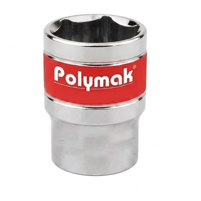 Polymak HT-P-SDS-0.5.27 27mm Hex Socket 12.7mm 1/2 Inch Square Drive Chrome Vanadium Steel (Pack of 2)