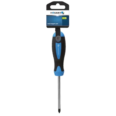 Högert Technik HT1S040 PZ0 x 75 mm Pozidriv Screwdriver, S2 Steel, Magnetic Tip, Anti-Slip Handle for Workshop & DIY