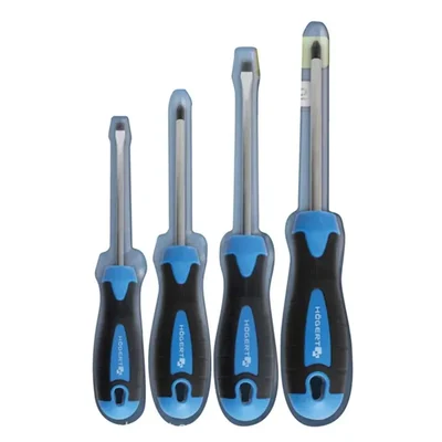 Högert Technik HT1S094 4-Piece Screwdriver Set, S2 Steel, Magnetic Tips, Anti-Slip Handles for Workshop & DIY