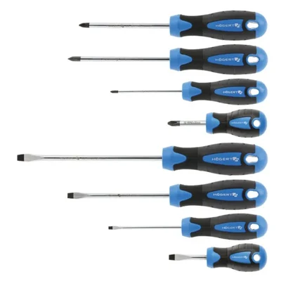 Högert Technik HT1S096 8-Piece Screwdriver Set, S2 Steel, Magnetic Tips, Anti-Slip Handles for Workshop & DIY
