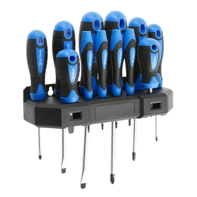 Högert Technik HT1S097 12-Piece Screwdriver Set, S2/CrV Steel, Magnetic Tips, Anti-Slip Handles for Workshop & DIY