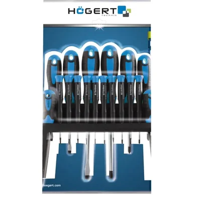 Högert Technik HT1S098 18-Piece Screwdriver Set, S2 Steel, Magnetic Tips, Anti-Slip Handles for Workshop & DIY