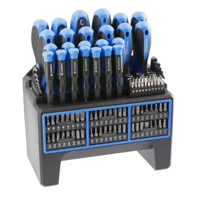 Högert Technik HT1S099 114-Piece Screwdriver Set, S2/CrV Steel, Magnetic Tips, Anti-Slip Handles for Workshop & DIY