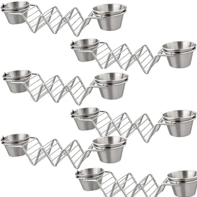Pack of 6, 12inch Taco Holder Wire, Stainless Steel for Restaurants, Food Trucks and Catering