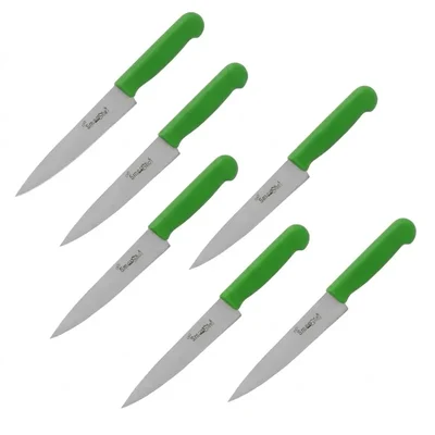 Smart Chef (AS00401-02) Green SS Cook Chef Knife, 6 inch Blade (6 pcs) for Chopping, Dicing, Slicing & Prep Work