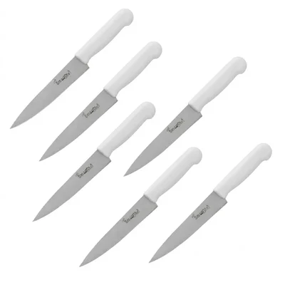Smart Chef (AS00401-04) White SS Cook Chef Knife, 8 inch Blade (6 pcs) for Chopping, Dicing, Slicing & Prep Work
