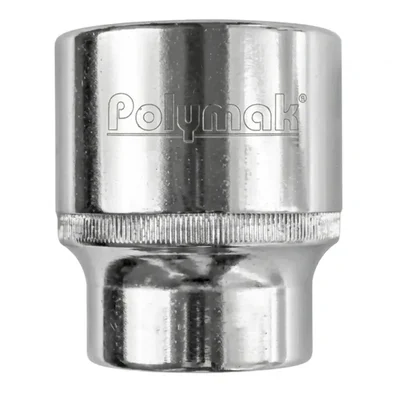 Polymak HT-P-SDS-0.75.19 19mm 19.05mm 3/4 Inch Square Drive Hex Socket Chrome Vanadium Steel DIN3124 Mirror Finish
