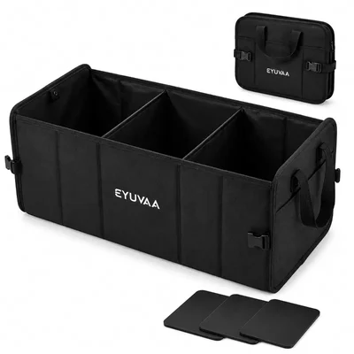 EYUVAA Diggi Organizer 3 Compartment Car Trunk Storage Premium Oxford Fabric Carry Handles SUV Sedan