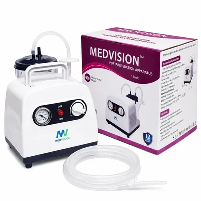 MEDVISION Portable Phlegm Suction Machine 1000ml Jar Oil Free Motor Regulated Negative Pressure
